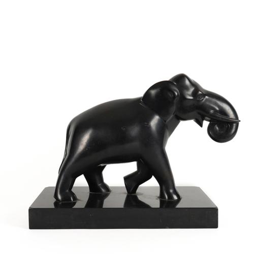 F P BLANC: A FRENCH PATINATED BRONZE MODEL OF AN ELEPHANT