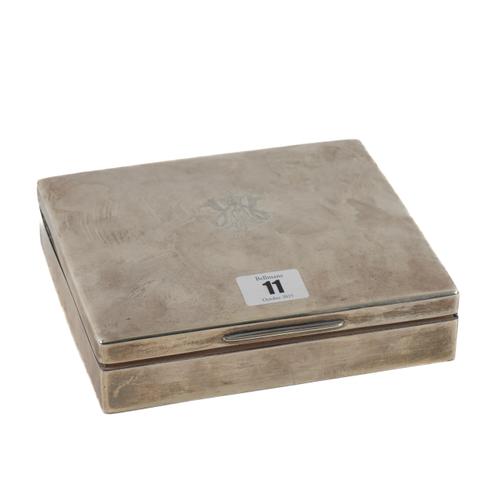 A SILVER MOUNTED CIGAR BOX