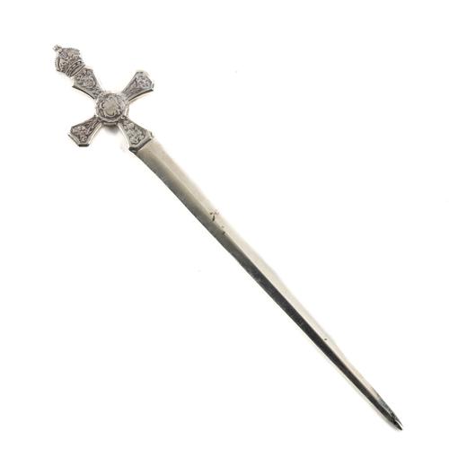 A SILVER COMMEMORATIVE PAPER KNIFE