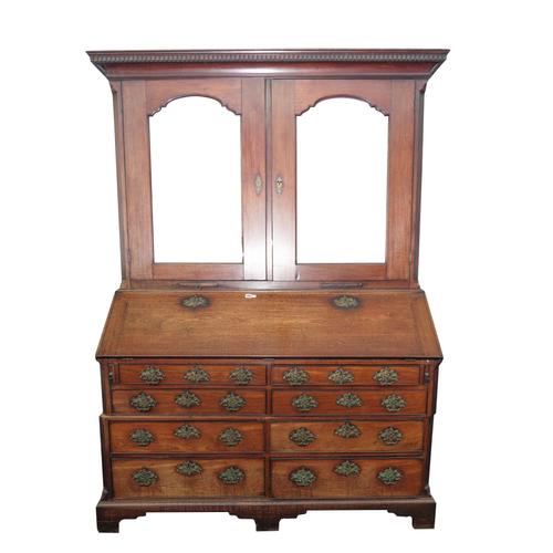 AN UNUSUAL OVERSIZED MID 18TH CENTURY MAHOGANY TRIPLE SECTION BUREAU CABINET