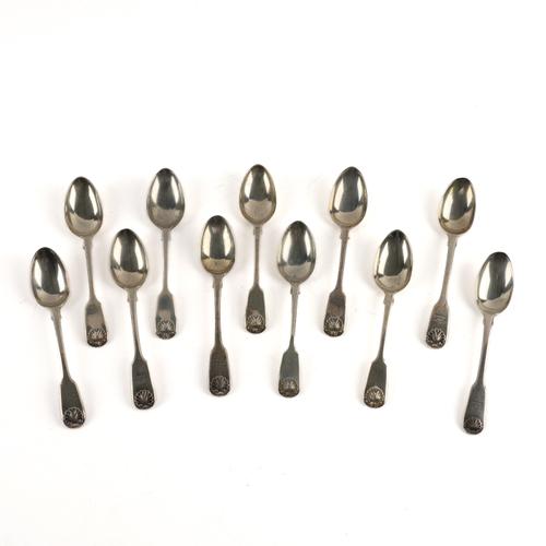 A SET OF SIX SILVER TEASPOONS AND FIVE FURTHER SILVER TEASPOONS (11)
