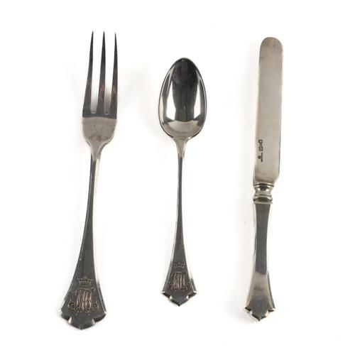 A TABLE FORK, A DESERT SPOON AND A CHEESE KNIFE (3)