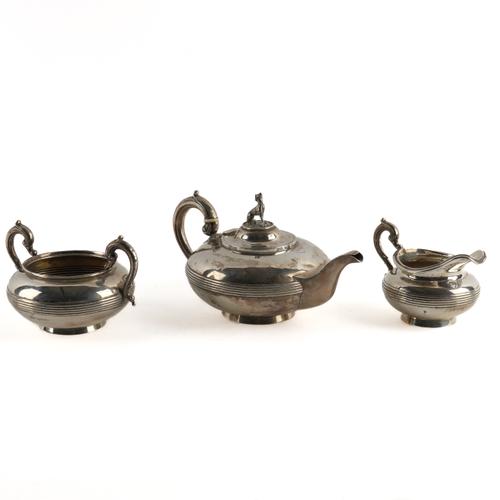 A VICTORIAN SILVER COMPOSITE THREE PIECE TEA SET (3)