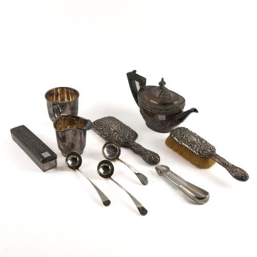 A GROUP OF SILVER AND SILVER MOUNTED WARES ALSO SOME PLATED WARES (10)