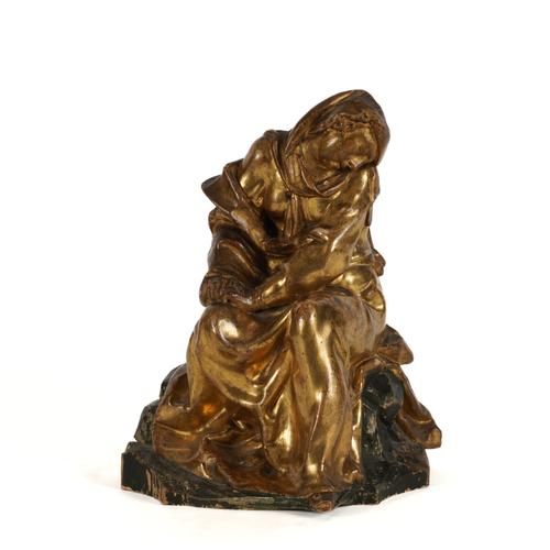 A EUROPEAN CARVED GILT-WOOD FIGURE, POSSIBLY THE MOTHER OF SORROWS