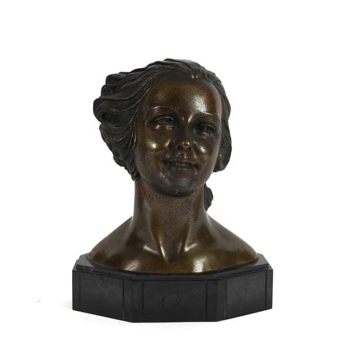 DEMETRE CHIPARUS (ROMANIAN, 1886-1947):  AN ART DECO GILT AND PATINATED PORTRAIT BUST OF JULIENNE LULLIER
