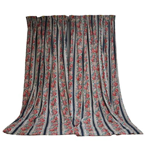 THREE PAIRS OF FLORAL PRINT GLAZED COTTON CURTAINS (6)