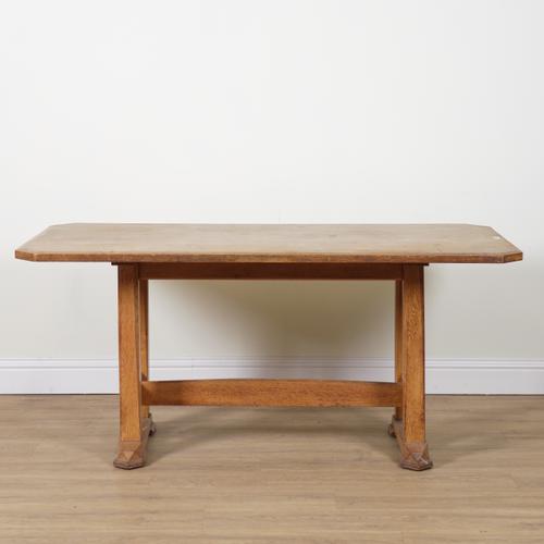 PROBABLY HEAL'S; A CANTED RECTANGULAR OAK TABLE