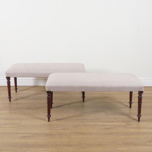 A PAIR OF MAHOGANY RECTANGULAR FOOTSTOOLS (2)