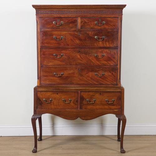 AN 18TH CENTURY AND LATER MAHOGANY CHEST ON STAND