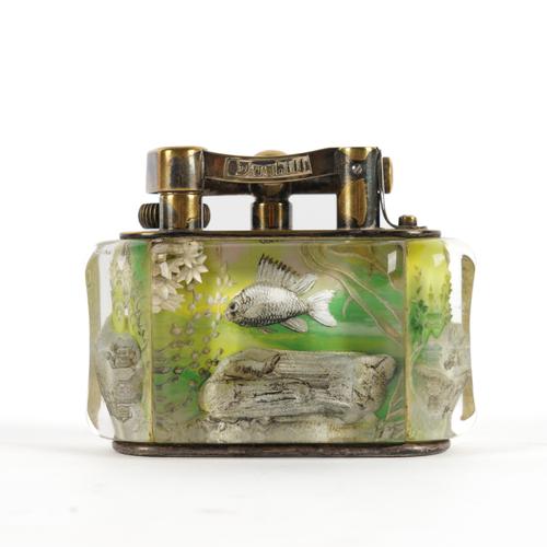 A DUNHILL LUCITE 'AQUARIUM' TABLE LIGHTER