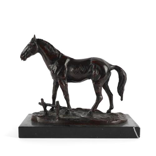 A PATINATED BRONZE MODEL OF A HORSE