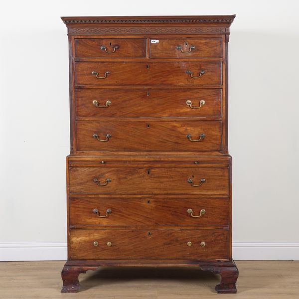 A GEORGE III MAHOGANY CHEST ON CHEST