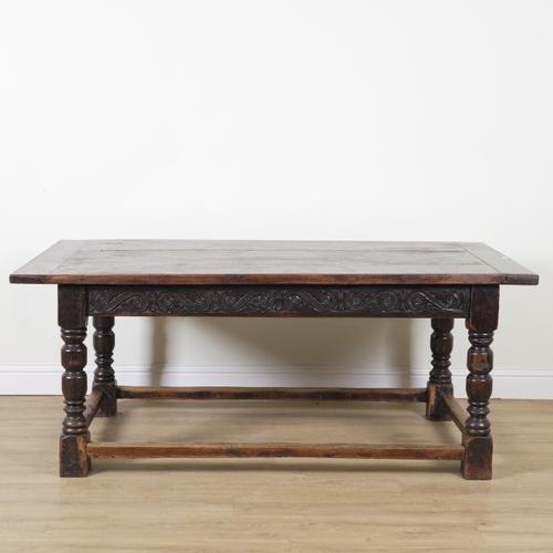 A 17TH CENTURY AND LATER OAK REFECTORY TABLE