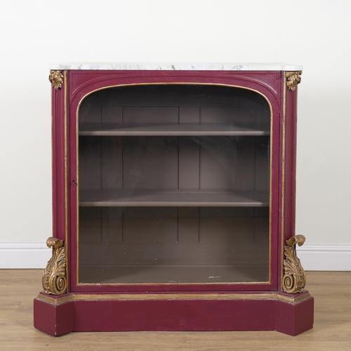 A 19TH CENTURY FRENCH MARBLE TOPPED SIDE CABINET