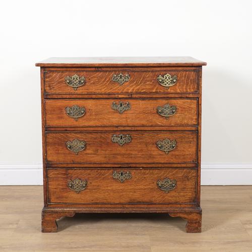 A MID 18TH CENTURY OAK CHEST OF DRAWERS