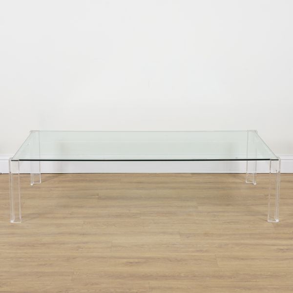 CAREW STUDIO; A REDENHAM ACRYLIC AND GLASS RECTANGULAR COFFEE TABLE (2)