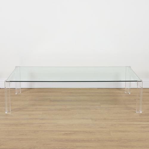 CAREW STUDIO; A REDENHAM ACRYLIC AND GLASS RECTANGULAR COFFEE TABLE (2)