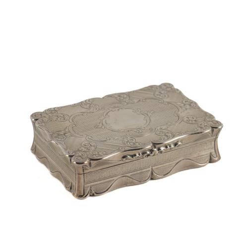 A VICTORIAN SILVER SHAPED RECTANGULAR TABLE SNUFF BOX