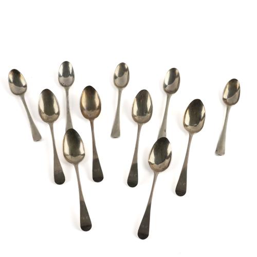 A SET OF SIX SILVER TEASPOONS AND A PART SET OF FIVE SILVER TEASPOONS (11)