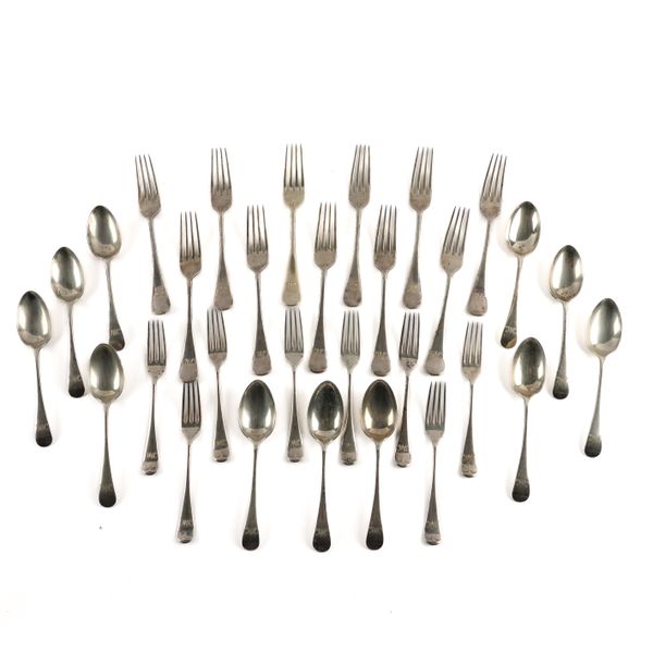 A PART CANTEEN OF OLD ENGLISH PATTERN TABLE FLATWARE