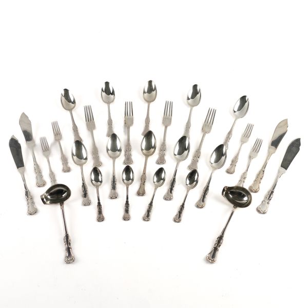 A  SWEDISH SILVER PART CANTEEN OF TABLE FLATWARE