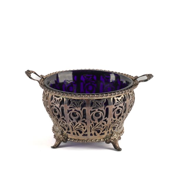 A SILVER TWIN HANDLED BASKET (2)