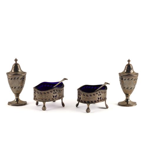 A GROUP OF SILVER CONDIMENTS (6)