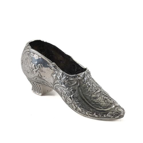 A DUTCH SILVER MODEL OF A SHOE