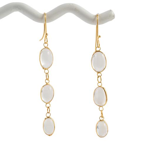 A PAIR OF MOONSTONE DROP EARRINGS