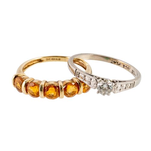A DIAMOND RING AND A CITRINE RING (2)