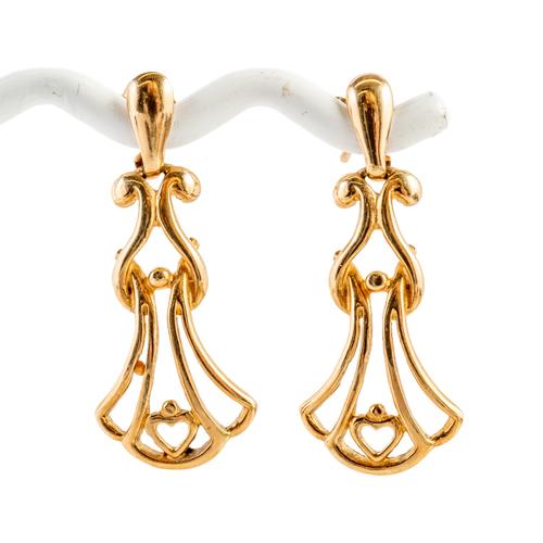 A PAIR OF 9CT GOLD PENDANT EARRINGS (3)
