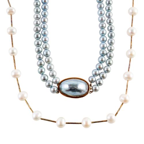 TWO FRESHWATER CULUTRED PEARL NECKLACES (2)