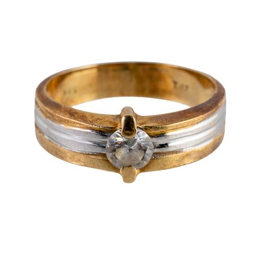 A PASTE AND 14CT GOLD BICOLOUR RING (2)