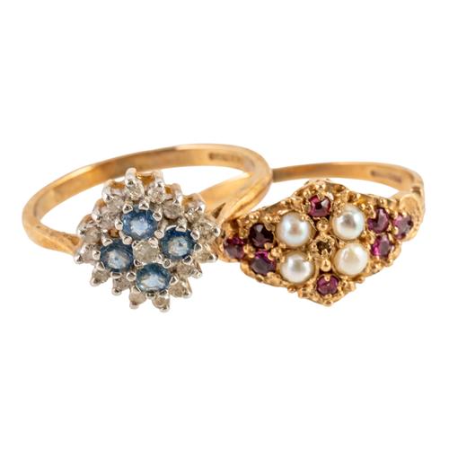 TWO 9CT GOLD AND GEMSET RINGS (3)