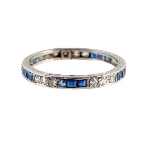 A DIAMOND AND SAPPHIRE ETERNITY RING