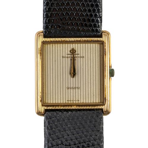 AN 18CT GOLD CASED BAUME AND MERCIER QUARTZ WRISTWATCH