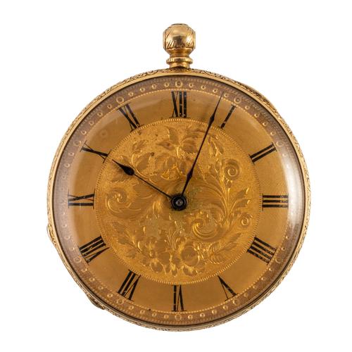 A GOLD CASED, KEY WIND, OPENFACED FOB WATCH