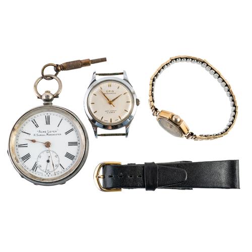 A LADY'S 9CT GOLD OCTAGONAL CASED EVERITE WRISTWATCH AND TWO FURTHER WATCHES (3)