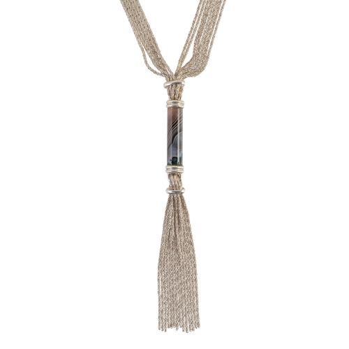 A GROSSE SILVER AND AGATE NECKLACE