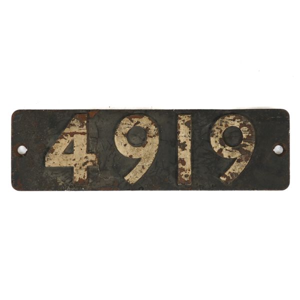 RAILWAY INTEREST, A LOCOMOTIVE SMOKEBOX NUMBERPLATE ‘4919’