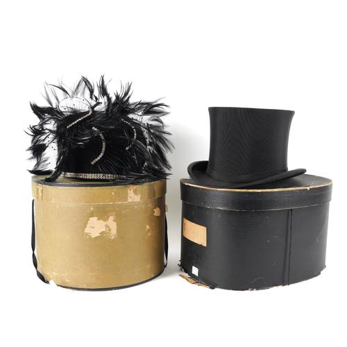 A VINTAGE CATHAY OF CALIFORNIA CLOCHE HAT AND A HENRY HEATH TOP HAT (4)