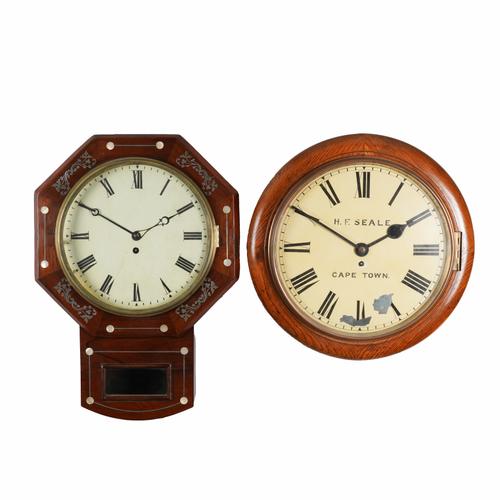 A SOUTH AFRICAN CLOCK AND ANOTHER DROP DIAL CLOCK (2)