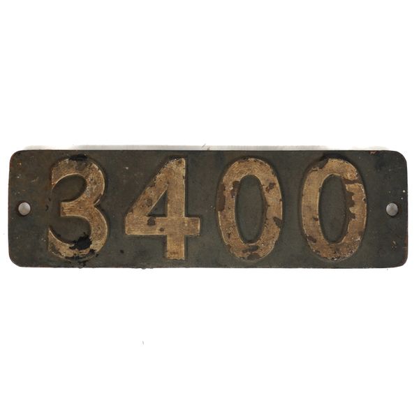 RAILWAY INTEREST, A LOCOMOTIVE SMOKEBOX NUMBERPLATE ‘3400’