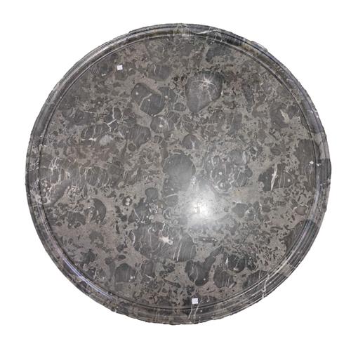 A 19TH CENTURY FRENCH CIRCULAR GREY VEINED MARBLE TABLE / GERIDON TOP