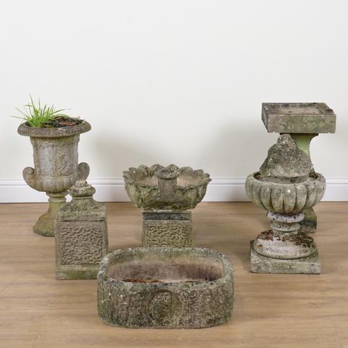 A GROUP OF ELEVEN RECONSTITUTED STONE ITEMS (11)