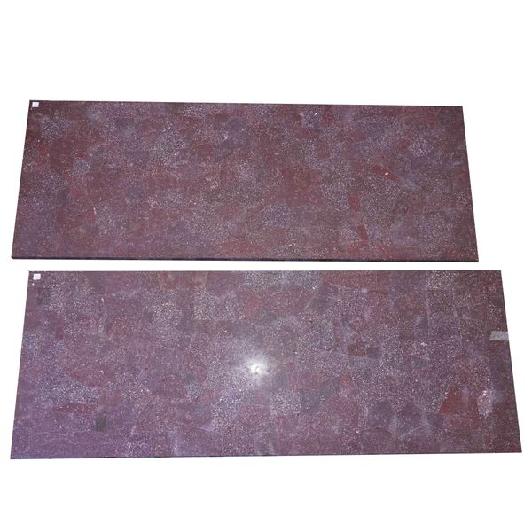 A PAIR OF RECTANGULAR PORPHRY MARBLE CONSOLE TABLE TOPS (2)