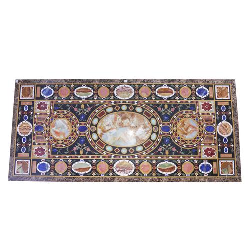 A RECTANGULAR SPECIMEN MARBLE PIETRA DURA COMMODE / TABLE TOP
