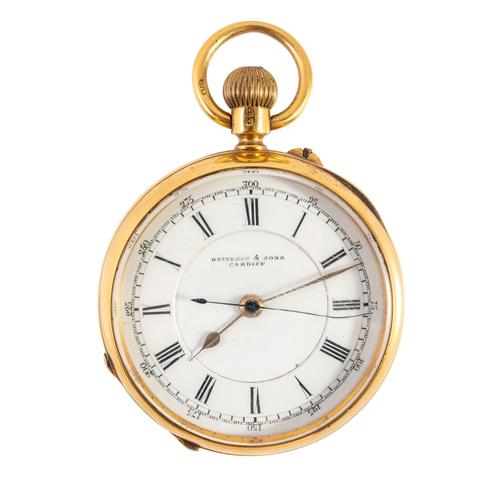 AN 18CT GOLD CASED, KEYLESS WIND, OPENFACED GENTLEMAN'S POCKET WATCH