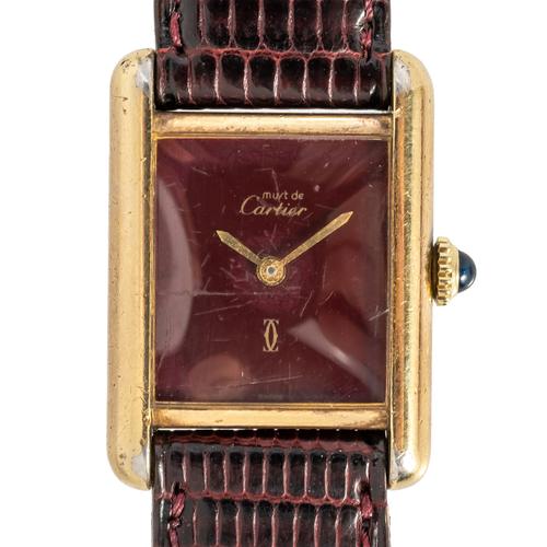 A CARTIER TANK VERMIEL MUST DE CARTIER LADYS WRISTWATCH